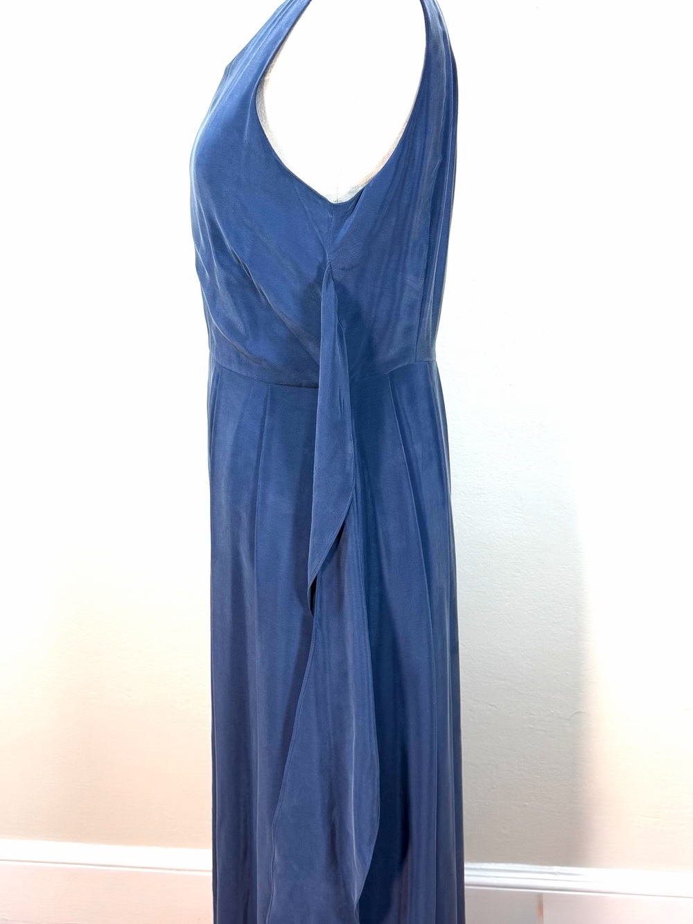 J. Peterman 100% Silk Navy Sleeveless Pleated Maxi Dress - Picture 6 of 8
